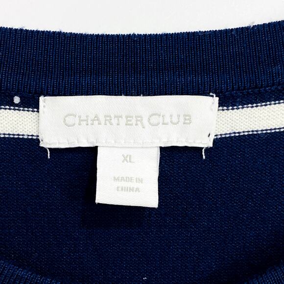 Charter Club Cardigan Womens Size XL Blue Striped Faux Pearl Button Long Sleeve - Picture 4 of 10